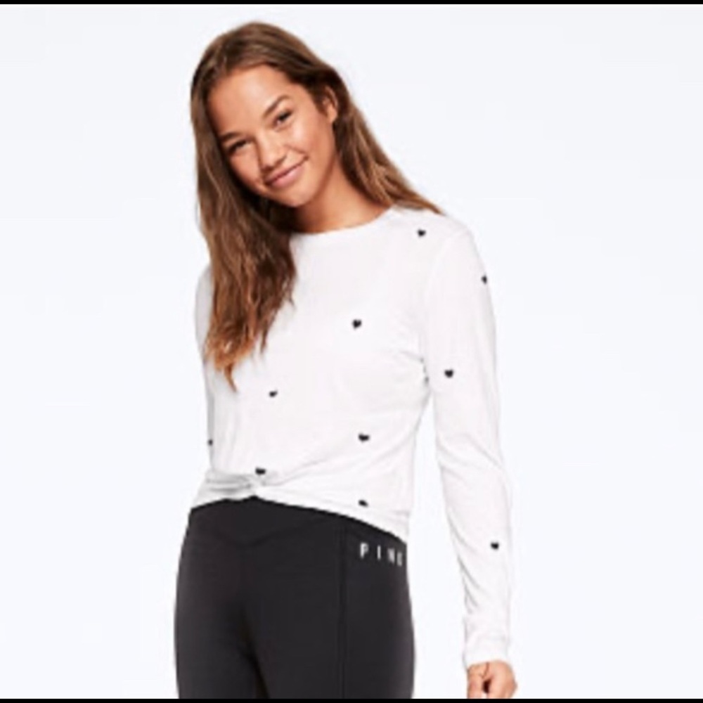 VICTORIAS SECRET PINK Long Sleeve Heart Top
